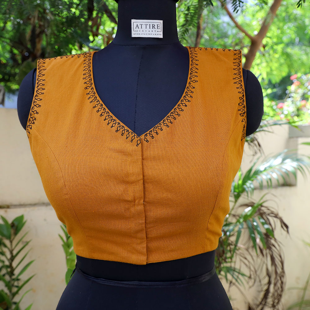 Mustard Pichwai Motif Blouse - Image 2