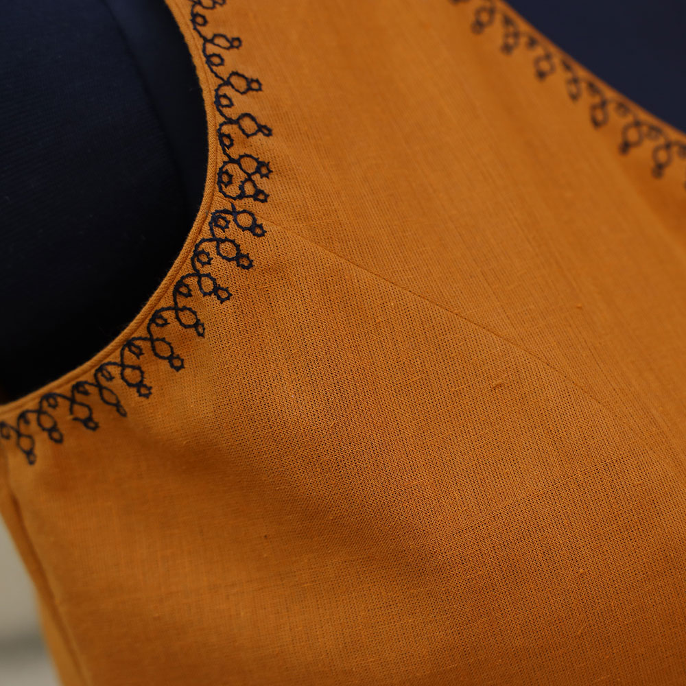 Mustard Pichwai Motif Blouse - Image 3