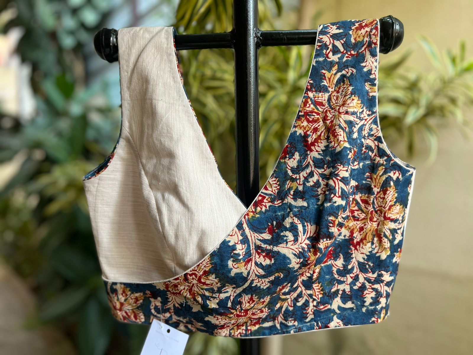 Sleeveless Kalamkari Cotton Blouse