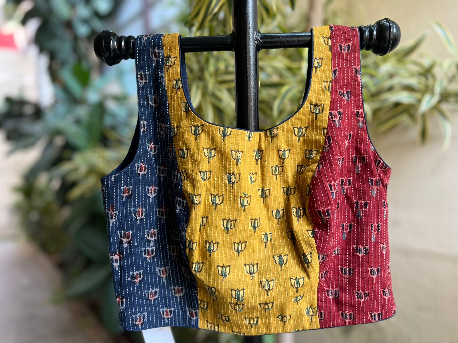 Multicolour Ajrak Sleeveless Blouse - Image 2