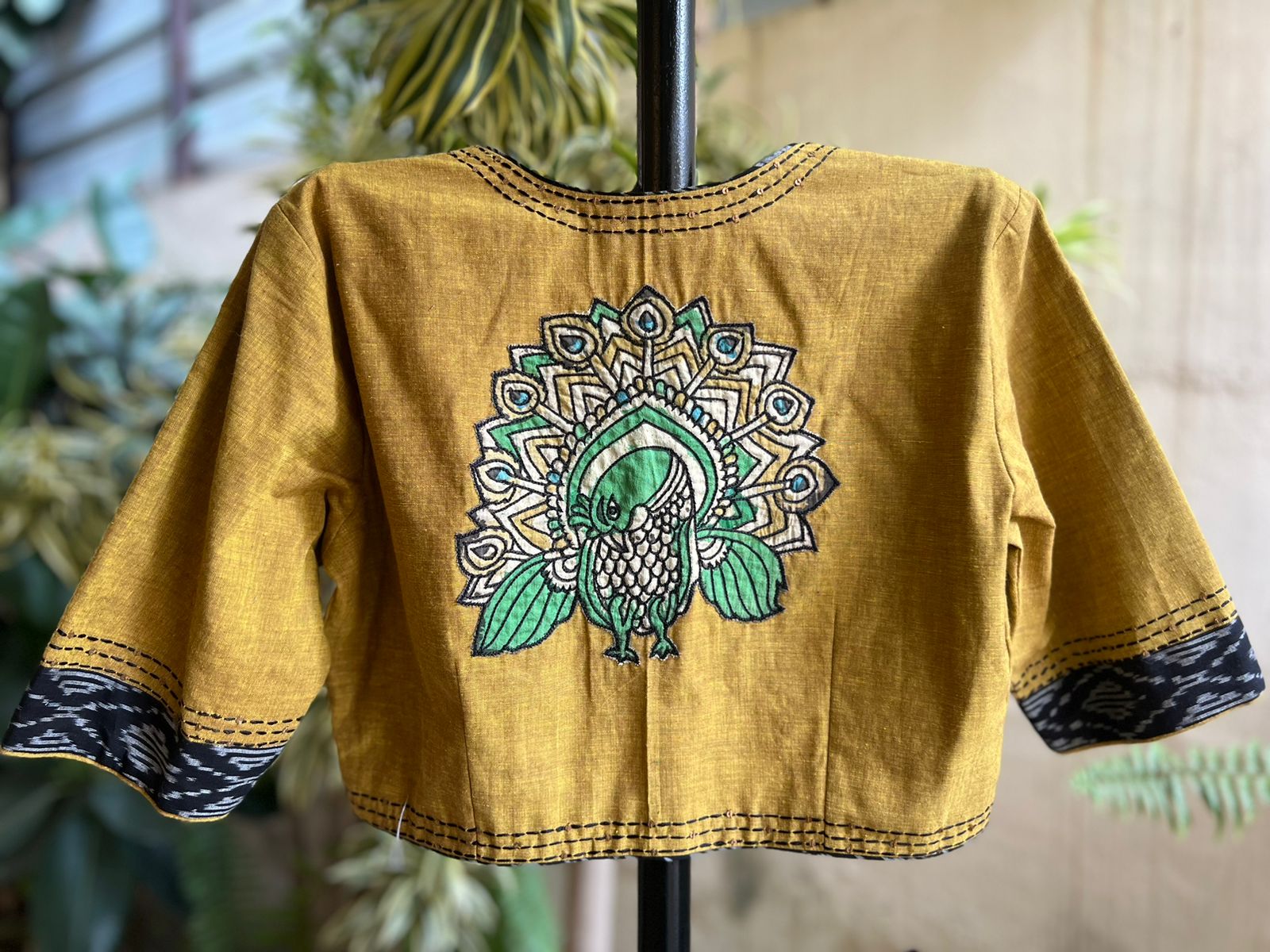 Mangalgiri cotton bloluse with hand painted kalamkari art