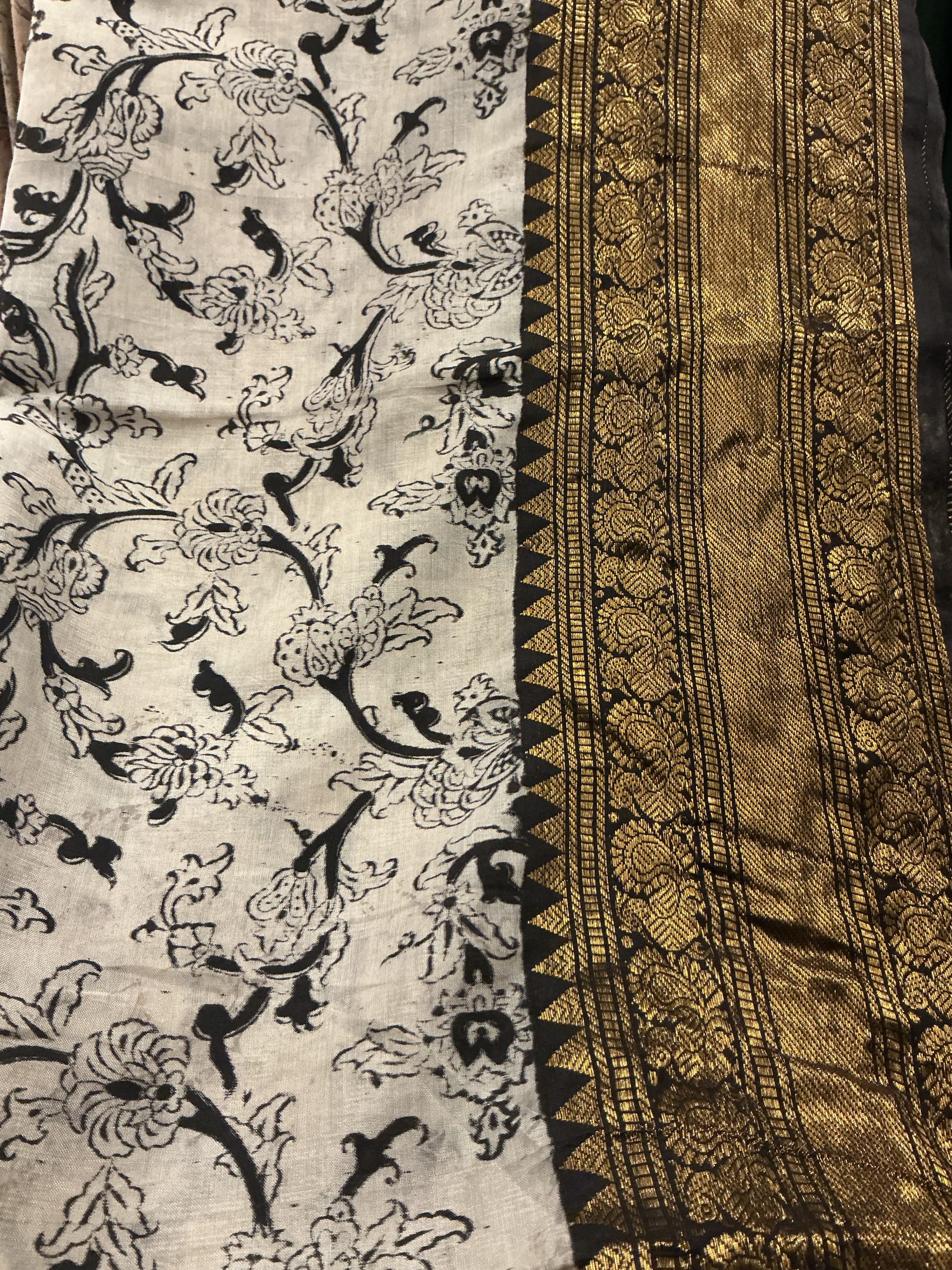 Handblock Kalamkari with Kanchi Border - Image 3