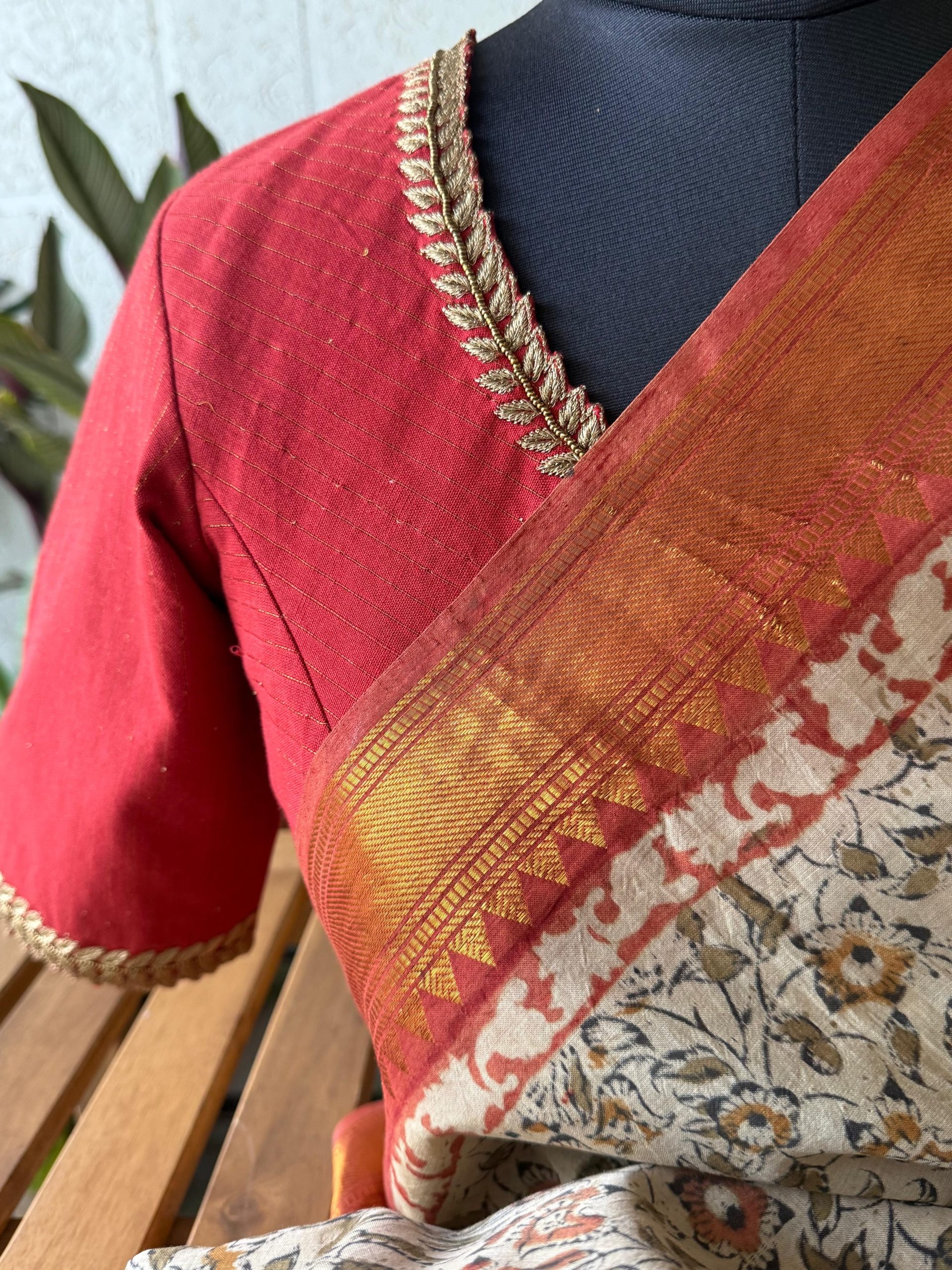 Handblock Kalamkari with Kanchi Border - Image 2