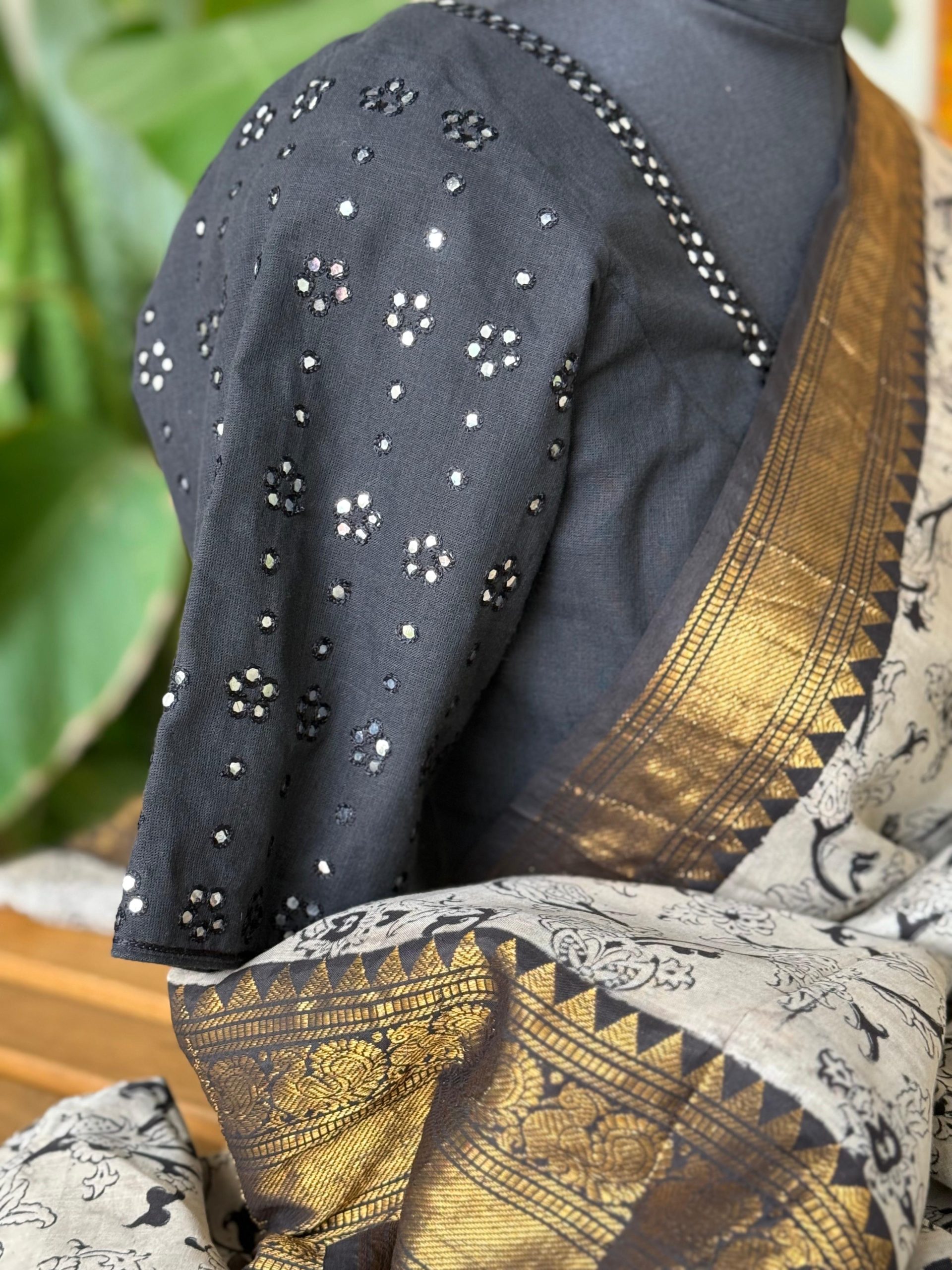 Handblock Kalamkari with Kanchi Border - Image 2